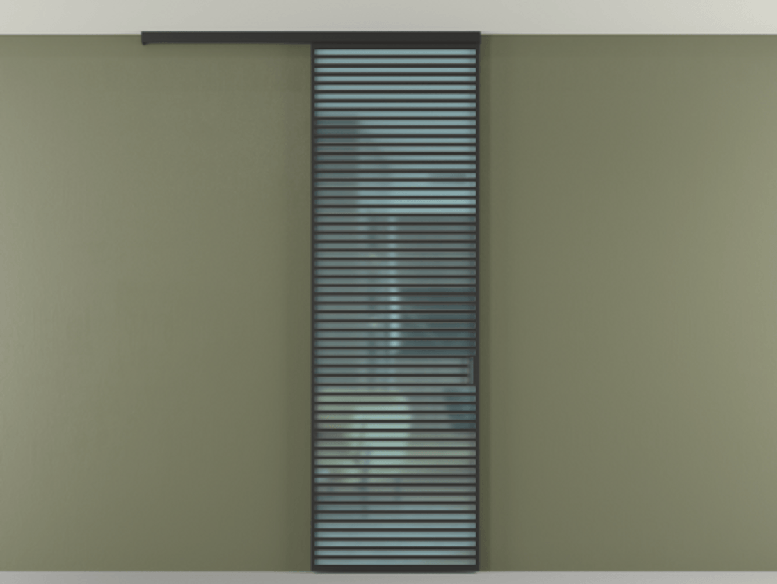 Перегородка Formato вдоль стены на потолок 1 створка АЛПР 040.07 Алюминий Черный Сатинированное голубое стекло, триплекс Цена 9600 Br | Volhovec