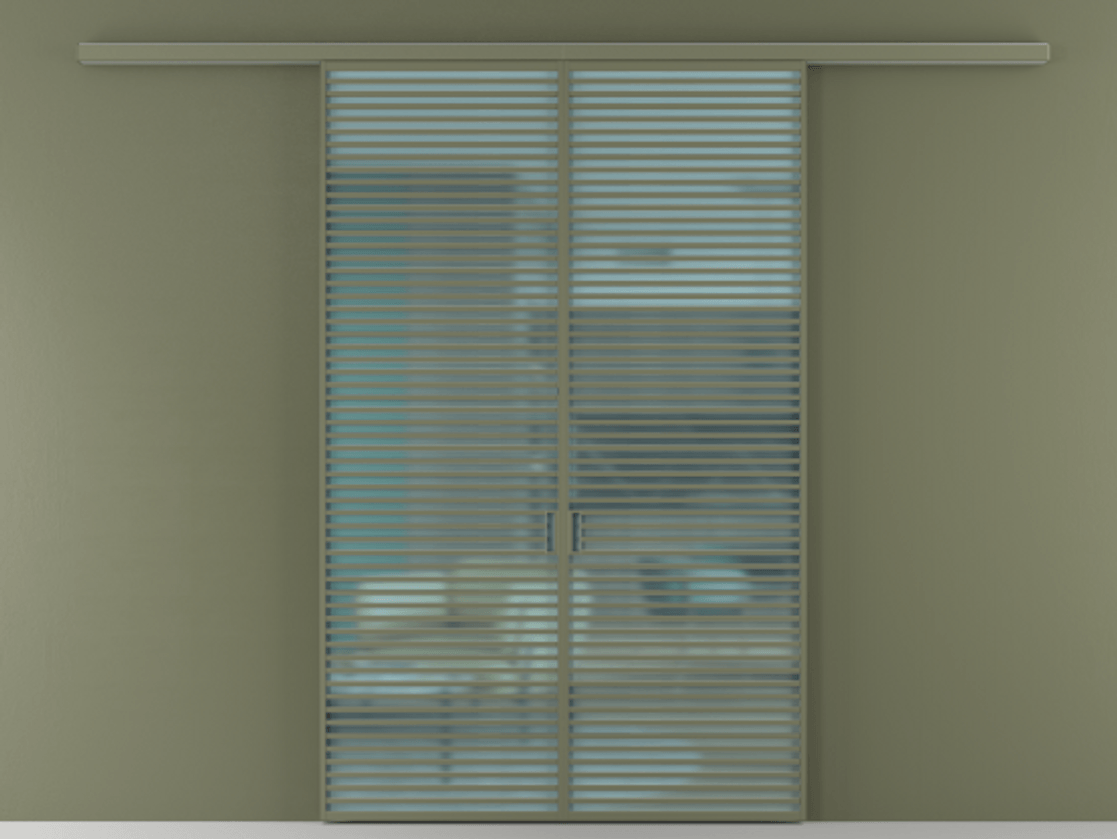 Перегородка Formato вдоль стены 2 створки АЛПР 040.07 Алюминий оливковый тёмный Сатинированное голубое стекло, триплекс Цена 19200 Br | Volhovec