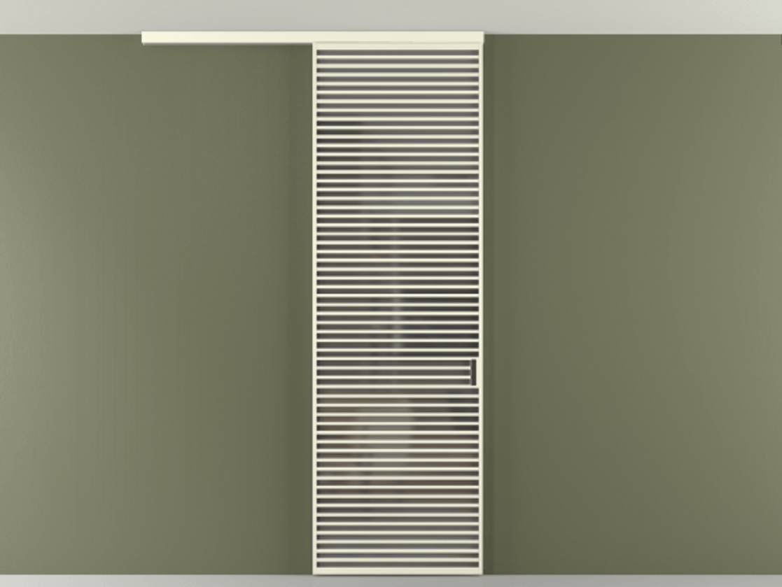 Перегородка Формато вдоль стены на потолок 1 створка АЛПР 040.07 Алюминий молочно-белый Сатинированное серое стекло, триплекс Цена 9500 Br | Volhovec