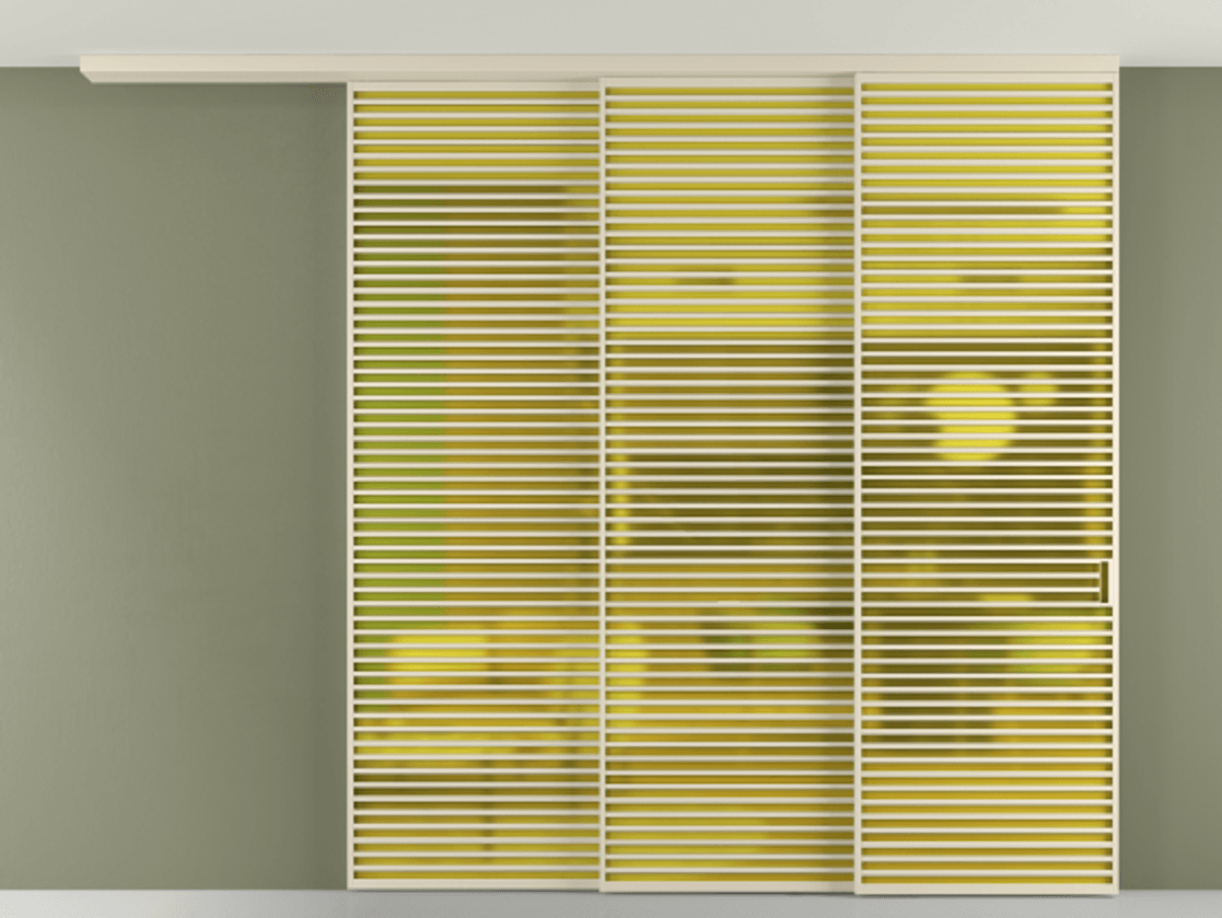 Перегородка Formato вдоль стены на потолок телескопик синхро 3 АЛПР 040.07 Алюминий бежево-серый Сатинированное жёлтое стекло, триплекс Цена 37400 Br | Volhovec