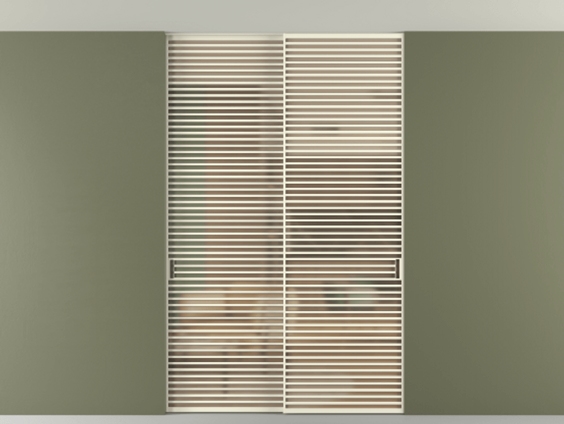 Перегородка Формато внутри проёма скрытое крепление в потолок 2 створки АЛПР 040.07 Алюминий молочно-белый Сатинированное оранжевое стекло, триплекс Цена 21900 Br | Volhovec