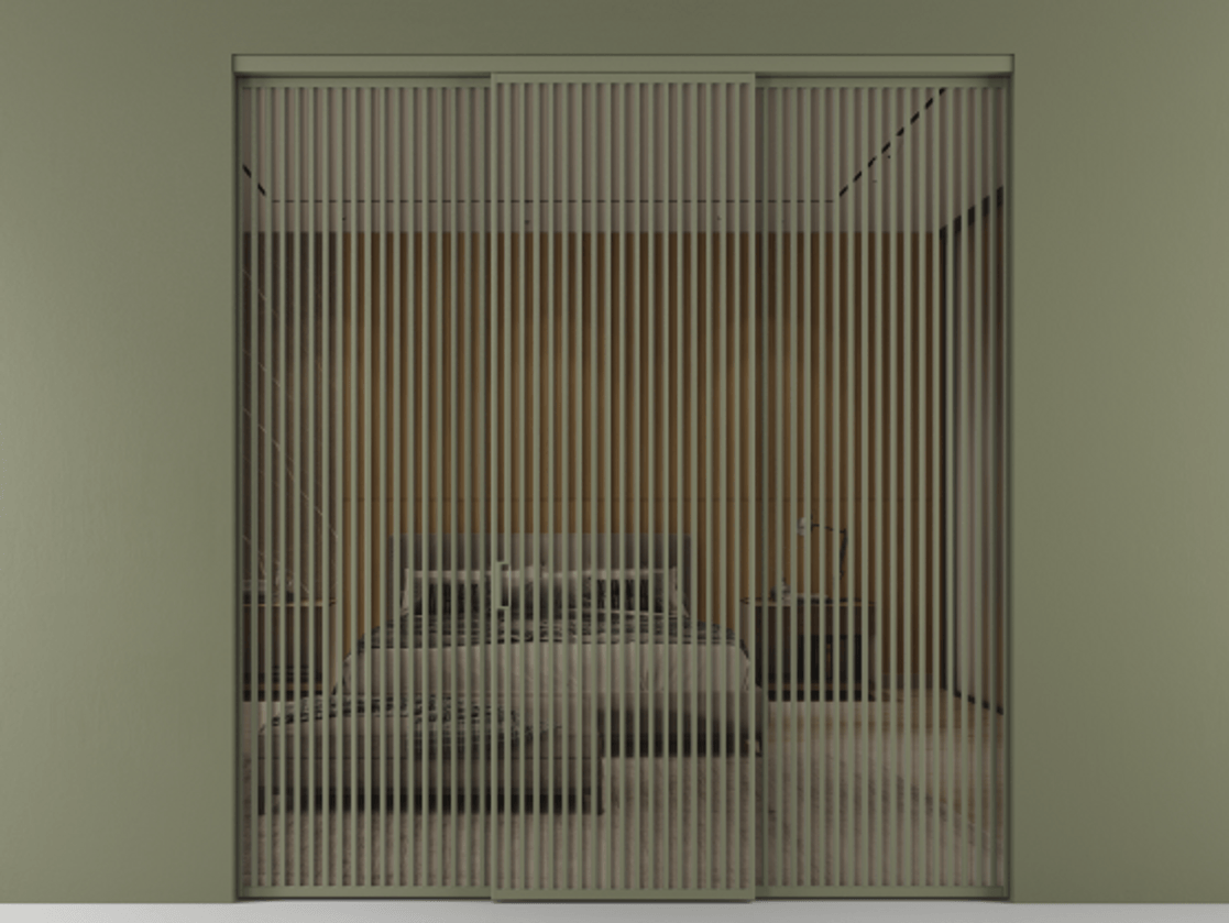 Перегородка Formato внутри проёма 3 створки АЛПР 040.06 Алюминий оливковый тёмный Рефлективное бронзовое стекло "Stopsol", калёное Цена 32700 Br | Volhovec