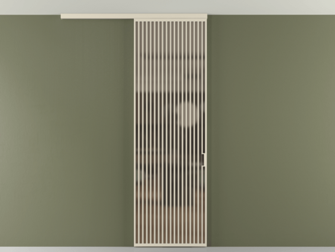 Перегородка Формато вдоль стены на потолок 1 створка АЛПР 040.06 Алюминий бежево-серый Сатинированное бронзовое стекло, триплекс Цена 9500 Br | Volhovec