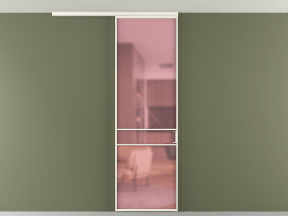 Перегородка Формато вдоль стены на потолок 1 створка АЛПР 040.02 Алюминий жемчужный Сатинированное розовое стекло, триплекс Цена 5200 Br | Volhovec