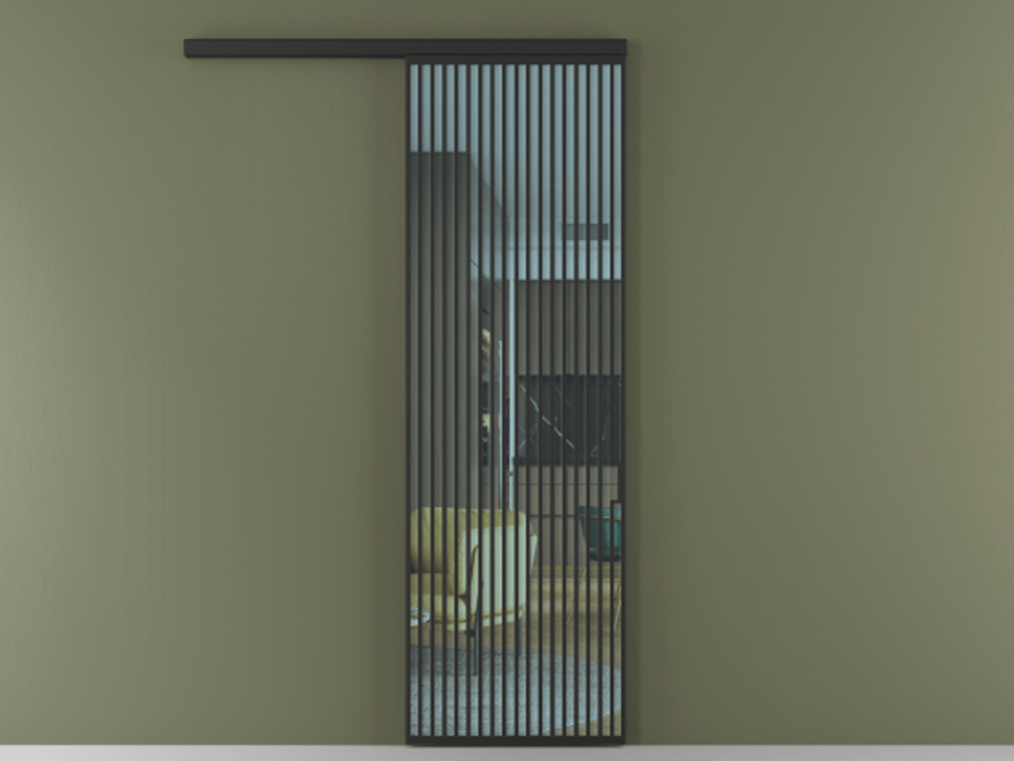 Перегородка Formato вдоль стены 1 створка АЛПР 040.06 Алюминий Черный Прозрачное голубое стекло, триплекс Цена 9400 Br  | Volhovec