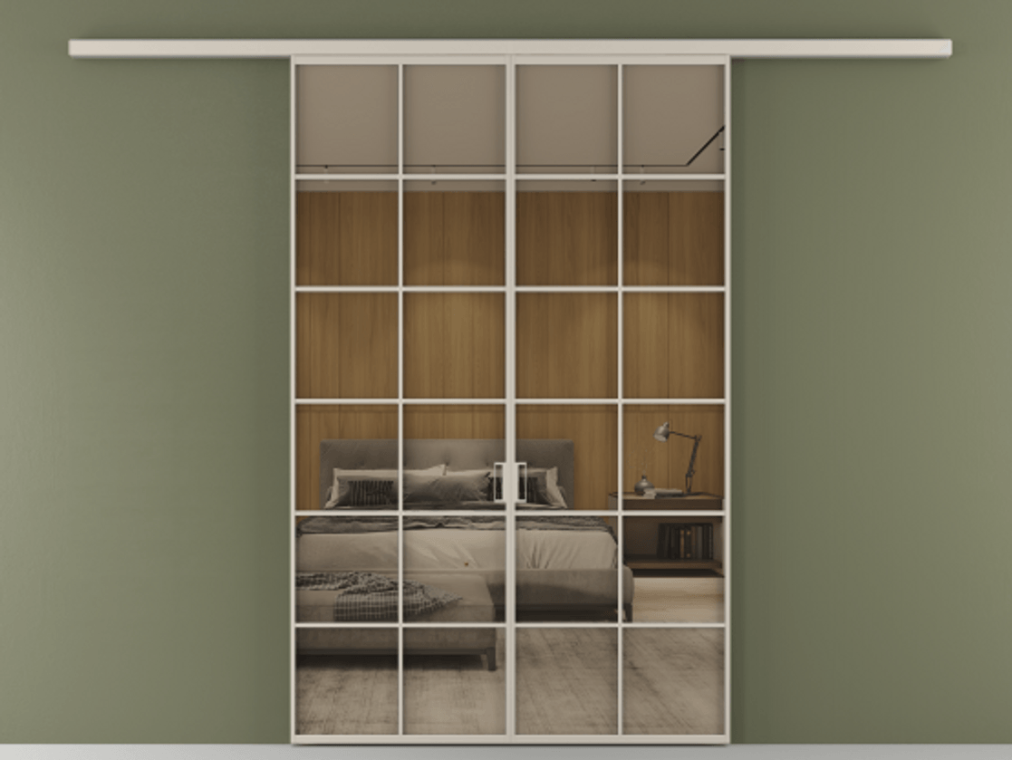 Перегородка Formato вдоль стены 2 створки АЛПР 040.05 Алюминий светло-бежевый Рефлективное бронзовое стекло "Stopsol", калёное. Цена 14150 Br 1. Полотно 2 шт. (800/2100 мм)
2. Комплект установки раздвижной системы
3. Базовый комплект фурнитуры
4.Ручка RONDO
. Фабрика дверей Волховец 8 (800) 551 43 19 Перегородка Formato вдоль стены 2 створки АЛПР 040.05 Алюминий светло-бежевый Рефлективное бронзовое стекло "Stopsol", калёное Цена 14150 Br | Volhovec