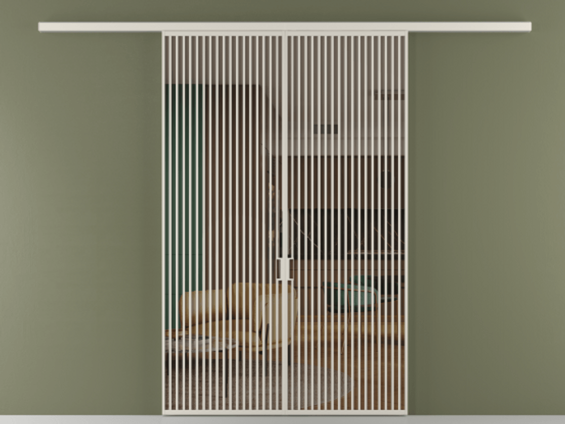 Перегородка Формато вдоль стены 2 створки АЛПР 040.06 Алюминий облачно-серый Прозрачное бронзовое стекло, триплекс Цена 18310 Br | Volhovec