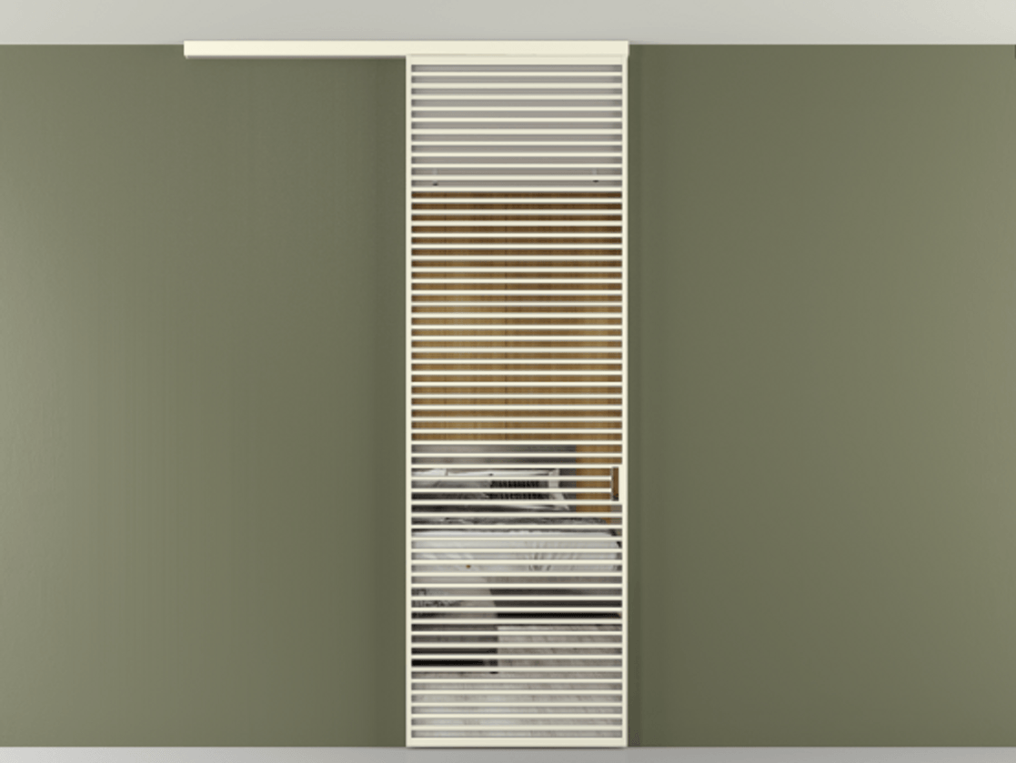 Перегородка Формато вдоль стены на потолок 1 створка АЛПР 040.07 Алюминий молочно-белый Двустороннее зеркало, триплекс , триплекс 6 мм Цена 10011 Br | Volhovec