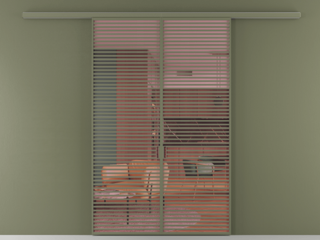 Перегородка Формато вдоль стены 2 створки АЛПР 040.07 Алюминий оливковый тёмный Прозрачное розовое стекло, триплекс Цена 18300 Br | Volhovec