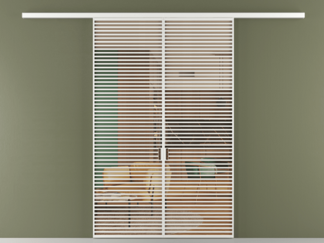 Перегородка Формато вдоль стены 2 створки АЛПР 040.07 Алюминий белоснежный Прозрачное оранжевое стекло, триплекс Цена 18300 Br | Volhovec