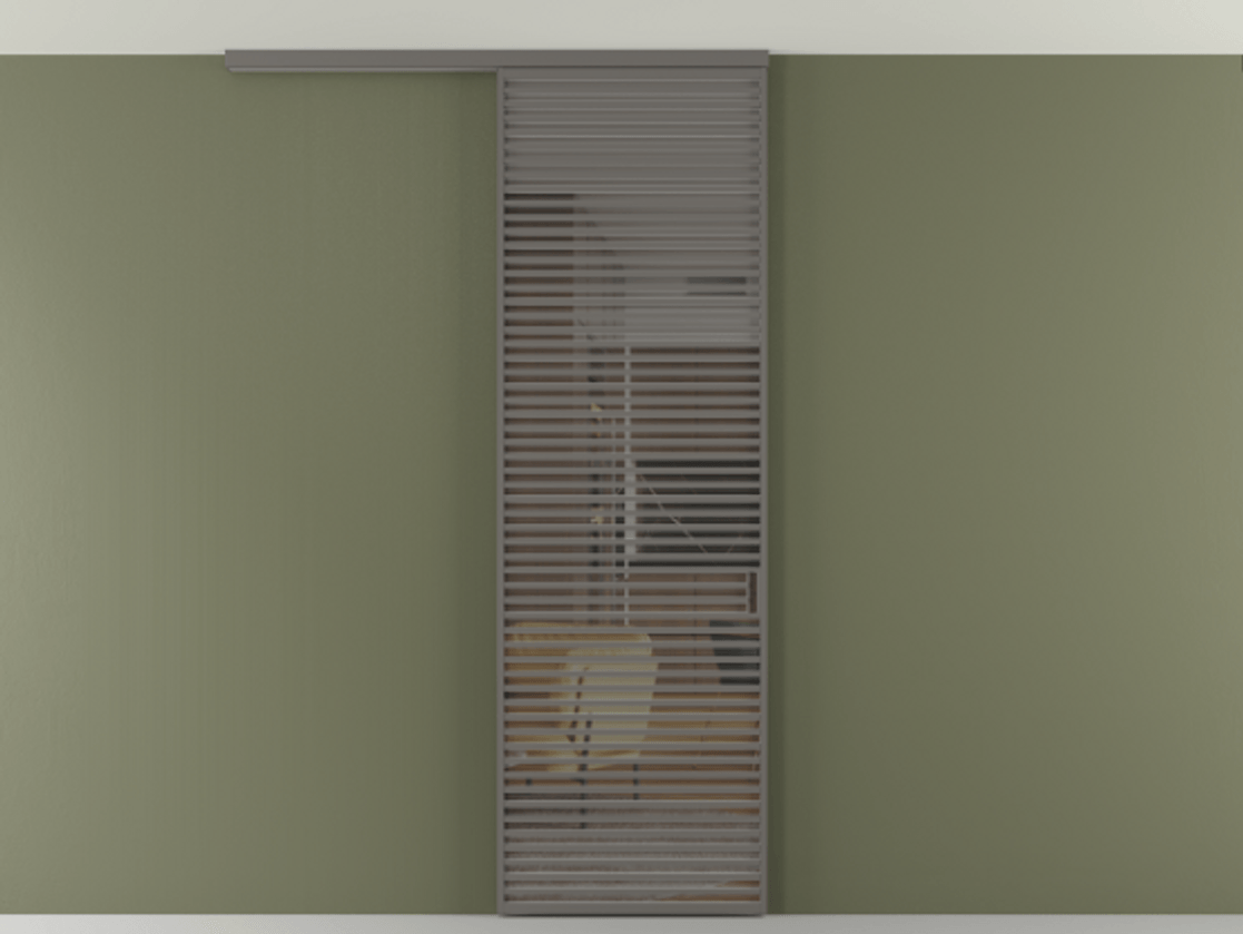 Перегородка Формато вдоль стены на потолок 1 створка АЛПР 040.07 Алюминий классический серый Прозрачное серое стекло, триплекс Цена 9500 Br | Volhovec