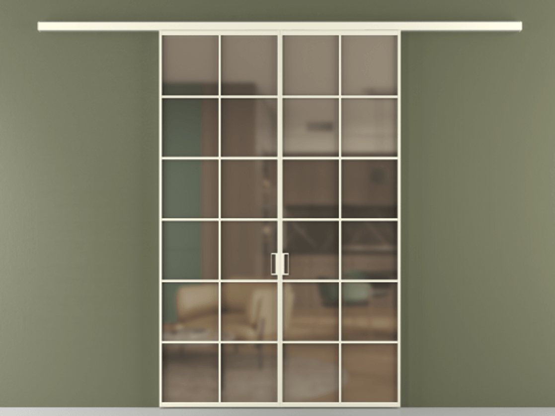 Перегородка Formato вдоль стены 2 створки АЛПР 040.05 Алюминий молочно-белый Сатинированное бронзовое стекло, триплекс Цена 13290 Br | Volhovec