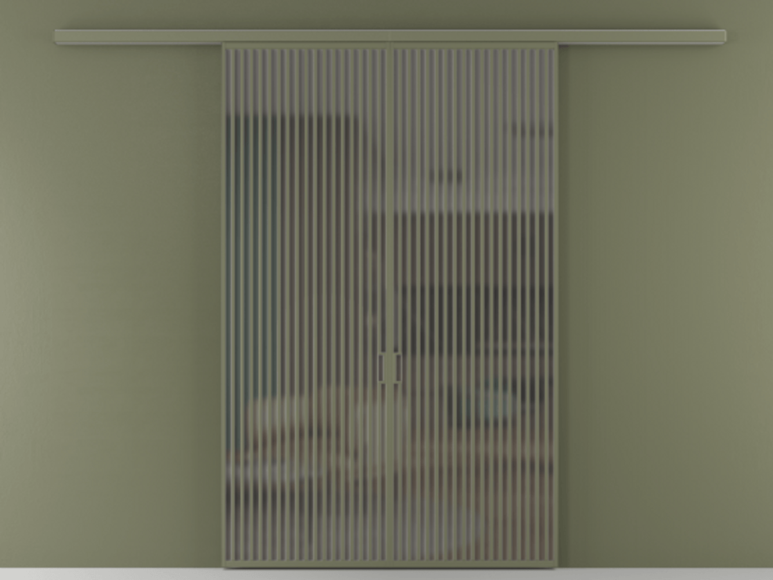 Перегородка Формато вдоль стены 2 створки АЛПР 040.06 Алюминий оливковый тёмный Сатинированное серое стекло, триплекс Цена 18310 Br | Volhovec