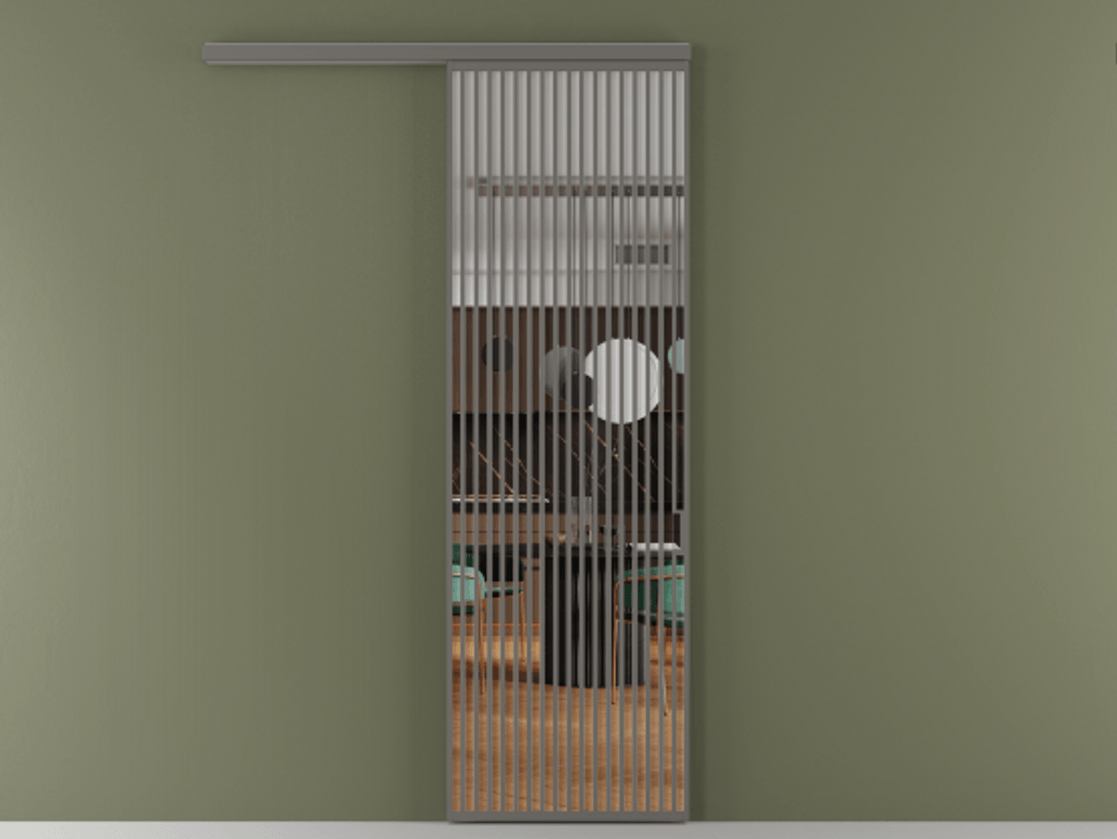 Перегородка Формато вдоль стены 1 створка АЛПР 040.06 Алюминий классический серый Прозрачное стекло "Кристал Вижн", калёное Цена 10210 Br  | Volhovec