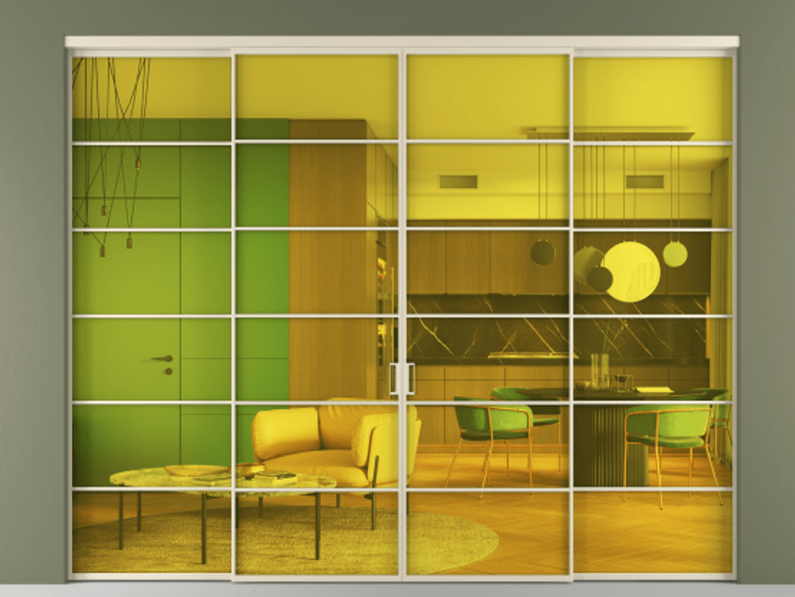 Дверь межкомнатная New Перегородка Formato внутри проёма четырёхстворчатая АЛПР 040.04 Алюминий бежево-серый Прозрачное жёлтое стекло, триплекс, 6мм Цена 22400 1. Полотно 4 шт. (800/2100 мм)
2. Комплект установки раздвижной системы
3. Базовый комплект фурнитуры
4.Ручка RONDO. Фабрика дверей Волховец 8 (800) 551 43 19 Межкомнатная дверь New Перегородка Formato внутри проёма четырёхстворчатая АЛПР 040.04 Алюминий бежево-серый Прозрачное жёлтое стекло, триплекс, 6мм Цена 22400 | Volhovec