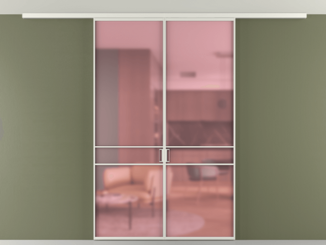 Перегородка Formato вдоль стены на потолок 2 створки АЛПР 040.02 Алюминий серый Сатинированное розовое стекло, триплекс Цена 10000 Br | Volhovec