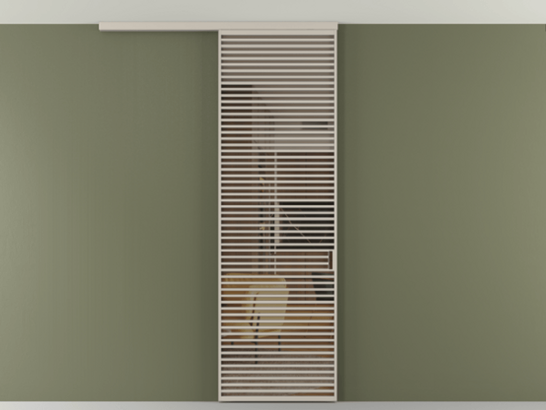 Перегородка Формато вдоль стены на потолок 1 створка АЛПР 040.07 Алюминий светло-бежевый Прозрачное бронзовое стекло, триплекс Цена 10011 Br | Volhovec