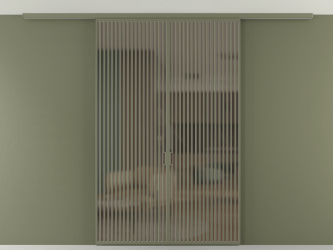 Перегородка Формато вдоль стены на потолок 2 створки АЛПР 040.06 Алюминий оливковый тёмный Сатинированное бронзовое стекло, триплекс Цена 23710 Br | Volhovec