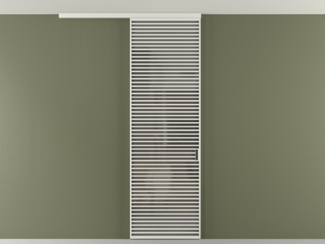 Перегородка Формато вдоль стены на потолок 1 створка АЛПР 040.07 Алюминий серый Сатинированное серое стекло, триплекс Цена 10011 Br | Volhovec