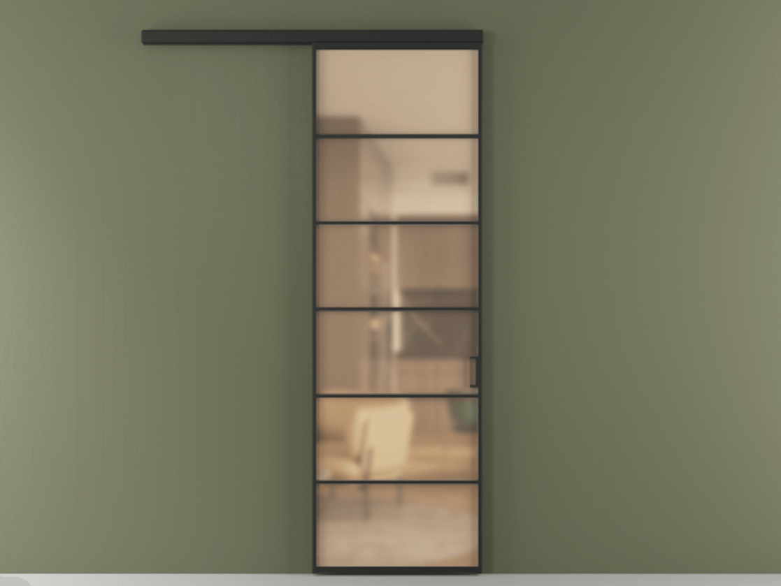 Перегородка Formato вдоль стены 1 створка АЛПР 040.04 Алюминий Черный Сатинированное оранжевое стекло, триплекс Цена 5800 Br  | Volhovec