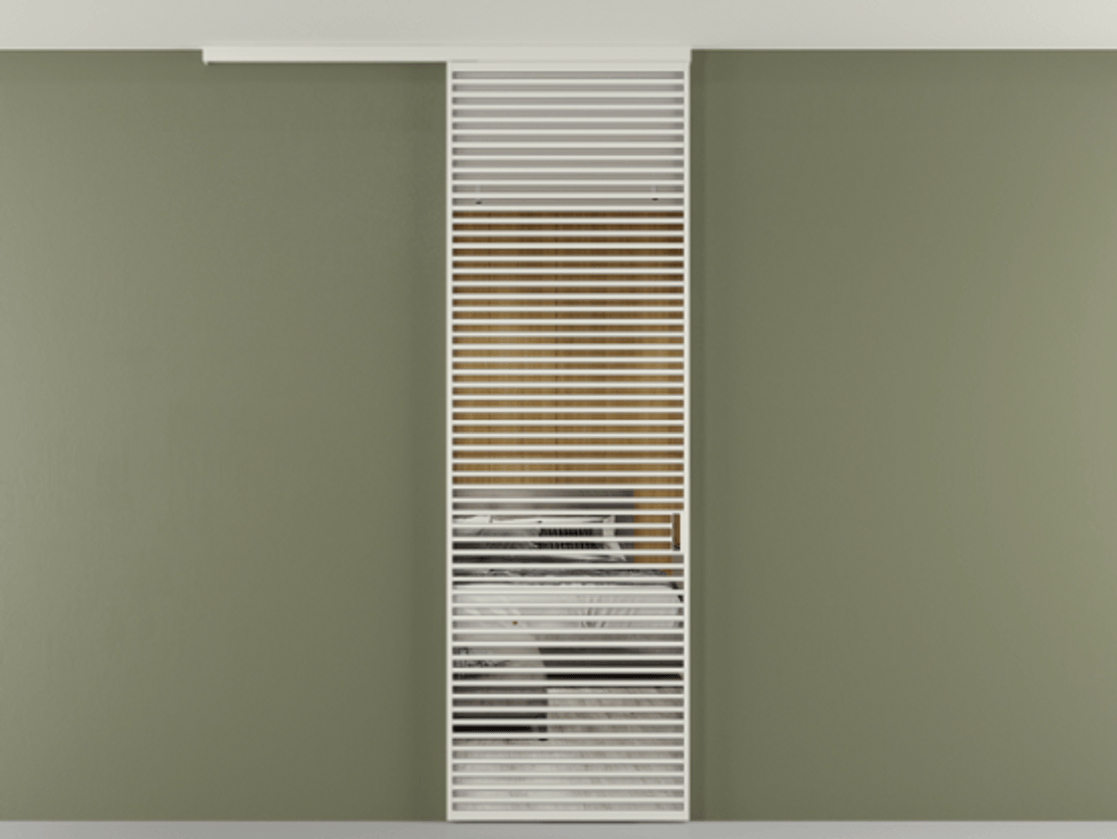 Перегородка Формато вдоль стены на потолок 1 створка АЛПР 040.07 Алюминий Белый Двустороннее зеркало, триплекс , триплекс 6 мм Цена 9100 Br | Volhovec