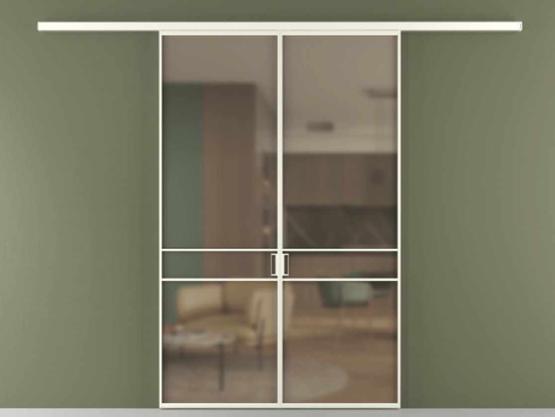 Перегородка Формато вдоль стены 2 створки АЛПР 040.02 Алюминий жемчужный Сатинированное бронзовое стекло, триплекс Цена 10450 Br | Volhovec