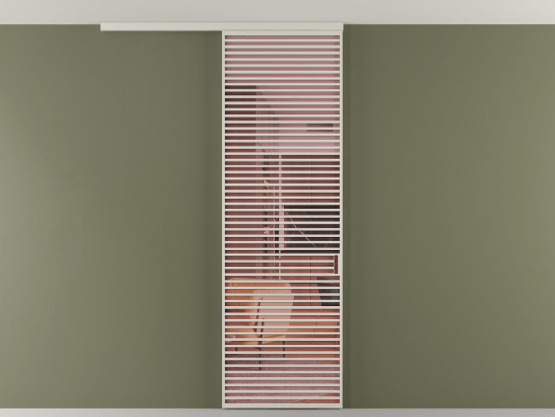 Перегородка Формато вдоль стены на потолок 1 створка АЛПР 040.07 Алюминий тёплый серый Прозрачное розовое стекло, триплекс Цена 9500 Br | Volhovec