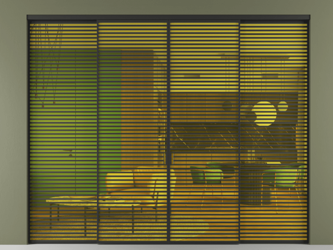 Перегородка Формато внутри проёма 4 створки АЛПР 040.07 Алюминий Черный Прозрачное жёлтое стекло, триплекс Цена 31500 Br  | Volhovec