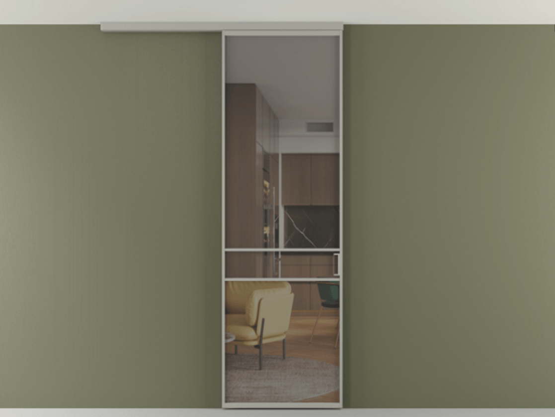 Перегородка Formato вдоль стены на потолок 1 створка АЛПР 040.02 Алюминий нейтральный серый Прозрачное серое стекло, триплекс Цена 5400 Br | Volhovec