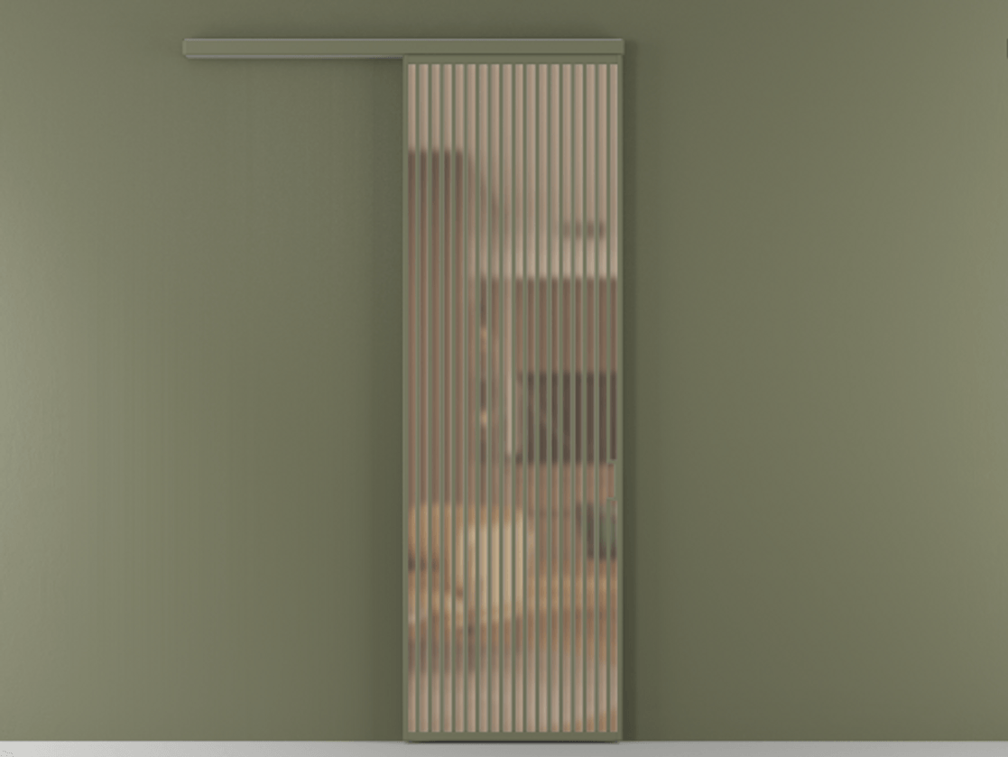 Перегородка Formato вдоль стены 1 створка АЛПР 040.06 Алюминий оливковый тёмный Сатинированное оранжевое стекло, триплекс Цена 9900 Br  | Volhovec