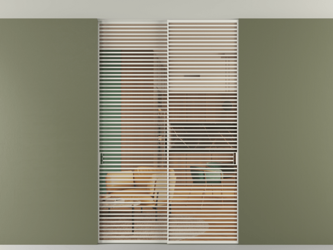 Перегородка Формато внутри проёма скрытое крепление в потолок 2 створки АЛПР 040.07 Алюминий серый Прозрачное оранжевое стекло, триплекс Цена 21900 Br | Volhovec