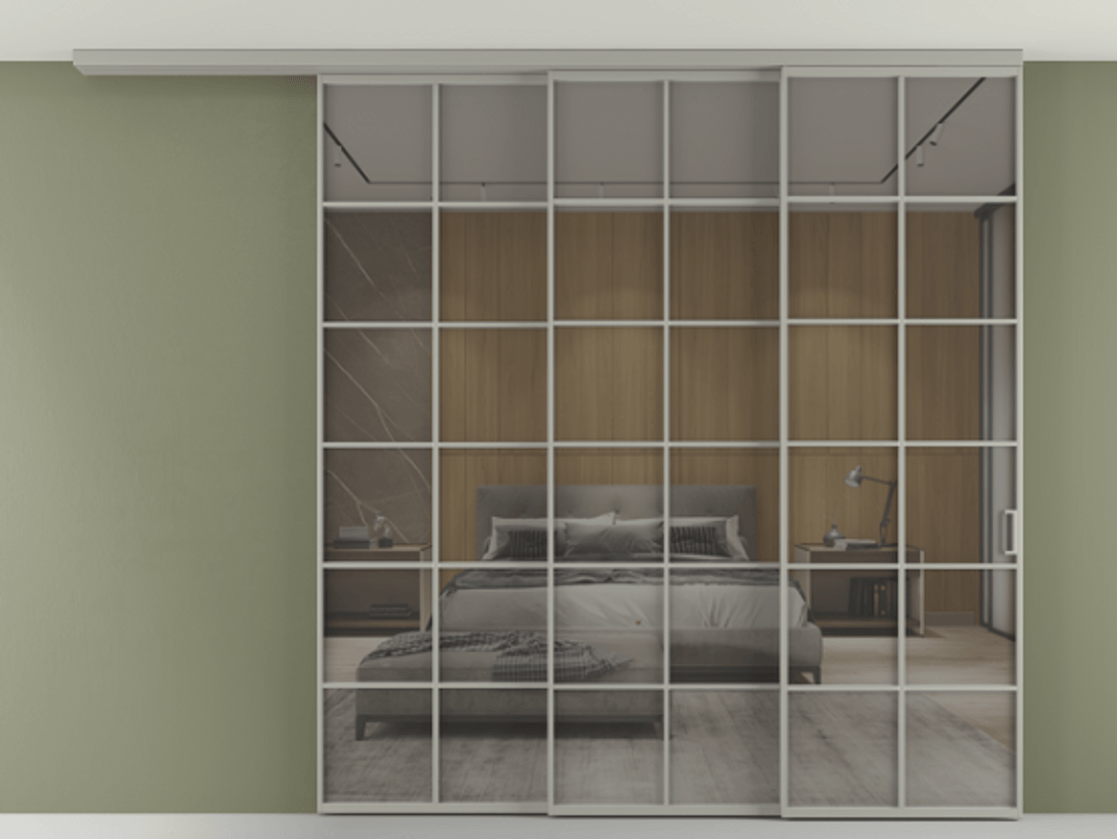 Перегородка Формато вдоль стены на потолок 3 створки с синхронным механизмом АЛПР 040.05 Алюминий нейтральный серый Рефлективное серое стекло "Стопсол", калёное. Цена 24230 Br 1. Полотно 2 шт. (800/2100 мм)
2. Комплект установки раздвижной системы
3. Базовый комплект фурнитуры
4.Ручка Рондо. Фабрика дверей Волховец 8 (800) 551 43 19 Перегородка Формато вдоль стены на потолок 3 створки с синхронным механизмом АЛПР 040.05 Алюминий нейтральный серый Рефлективное серое стекло "Стопсол", калёное Цена 24230 Br | Volhovec
