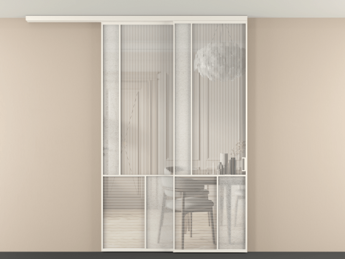Перегородка Мозаик вдоль стены на потолок 2 створки с синхронным механизмом АЛПР 041.20 Алюминий пудровый белый Рифлёное стекло "Дюна", триплекс, 6 мм + Фактурное стекло "Лёд", триплекс. Цена 18620 Br . Фабрика дверей Волховец 8 (800) 551 43 19 Перегородка Мозаик вдоль стены на потолок 2 створки с синхронным механизмом АЛПР 041.20 Алюминий пудровый белый Рифлёное стекло "Дюна", триплекс, 6 мм + Фактурное стекло "Лёд", триплекс Цена 18620 Br | Volhovec