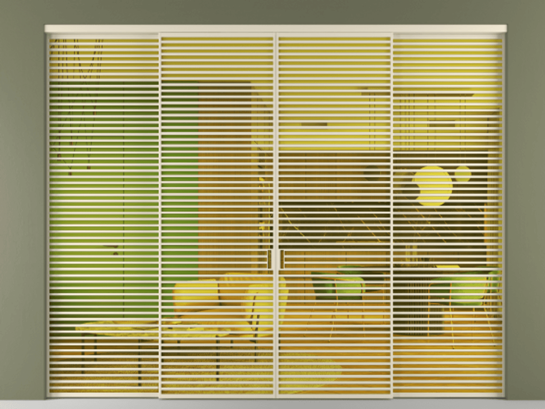 Перегородка Formato внутри проёма 4 створки АЛПР 040.07 Алюминий бежево-серый Прозрачное жёлтое стекло, триплекс Цена 42200 Br  | Volhovec