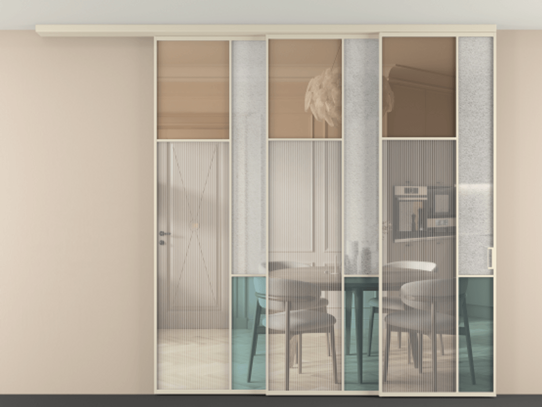 Перегородка Mosaic вдоль стены на потолок 3 створки с синхронным механизмом АЛПР 041.10 Алюминий бежево-серый Комбинация стекол Группы 1 и Группы 3. Цена 27600 Br . Фабрика дверей Волховец 8 (800) 551 43 19 Перегородка Mosaic вдоль стены на потолок 3 створки с синхронным механизмом АЛПР 041.10 Алюминий бежево-серый Комбинация стекол Группы 1 и Группы 3 Цена 27600 Br | Volhovec