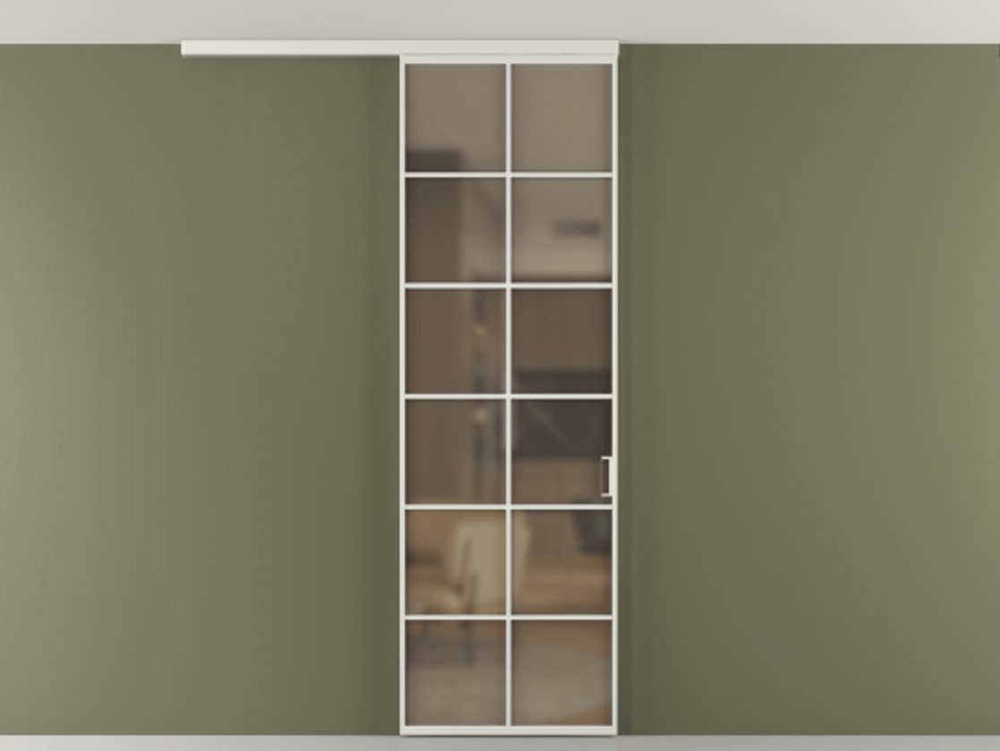 Перегородка Formato вдоль стены на потолок 1 створка АЛПР 040.05 Алюминий серый Сатинированное бронзовое стекло, триплекс Цена 5520 Br | Volhovec