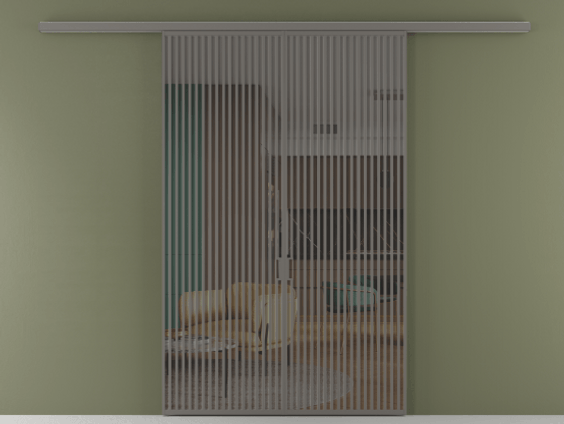 Перегородка Формато вдоль стены 2 створки АЛПР 040.06 Алюминий классический серый Прозрачное серое стекло, триплекс Цена 18310 Br | Volhovec