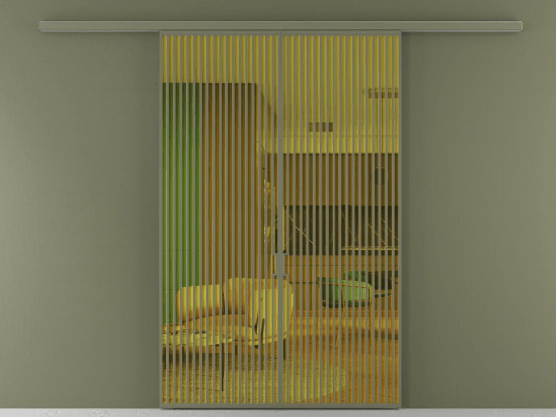 Перегородка Formato вдоль стены 2 створки АЛПР 040.06 Алюминий оливковый тёмный Прозрачное жёлтое стекло, триплекс Цена 19200 Br | Volhovec