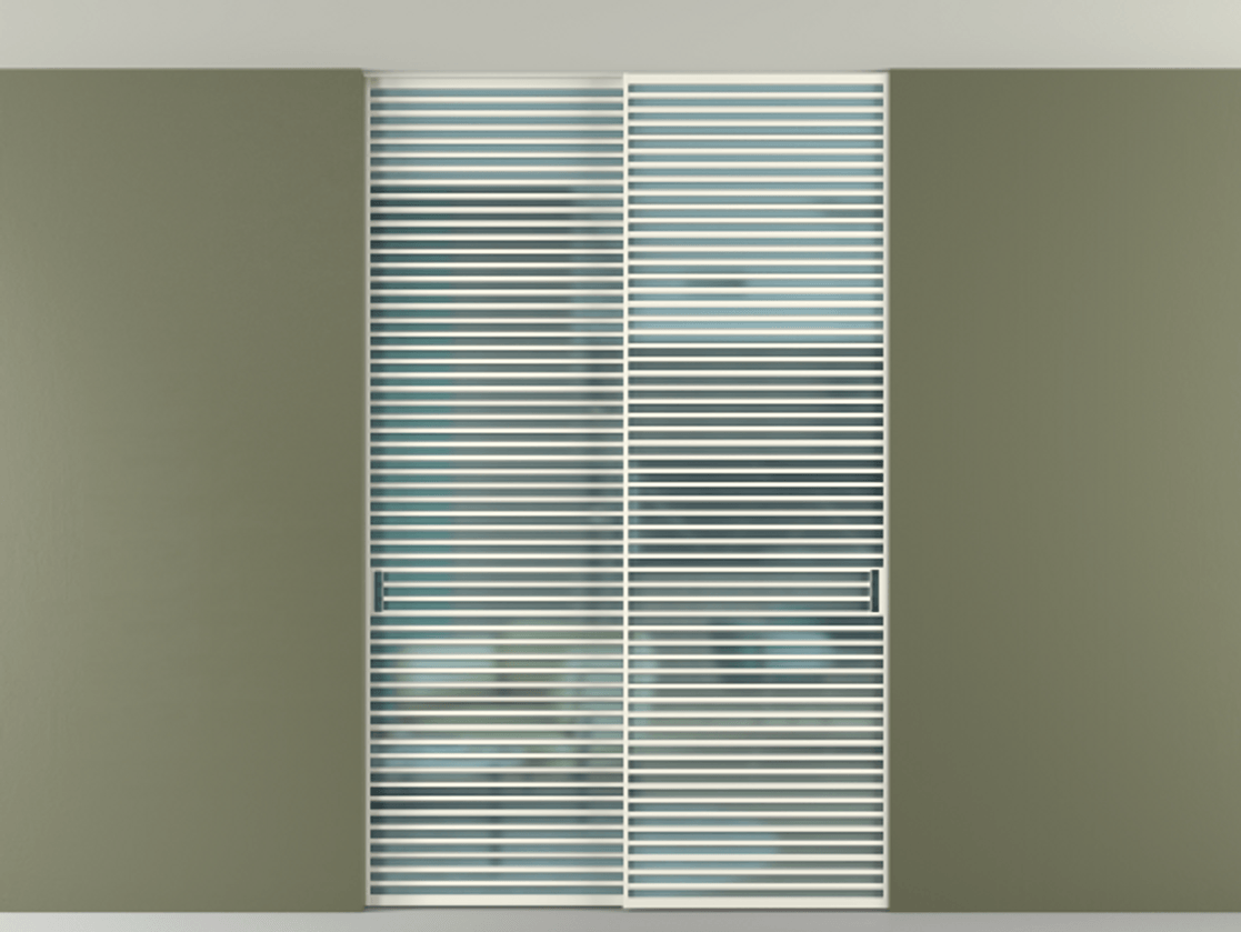 Перегородка Formato внутри проёма скрытое крепление в потолок 2 створки АЛПР 040.07 Алюминий жемчужный Сатинированное голубое стекло, триплекс Цена 21900 Br | Volhovec