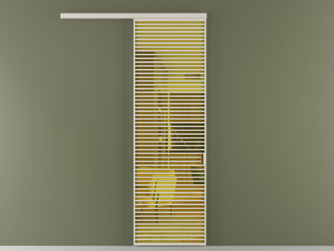 Перегородка Formato вдоль стены 1 створка АЛПР 040.07 Алюминий облачно-серый Прозрачное жёлтое стекло, триплекс Цена 11700 Br  | Volhovec