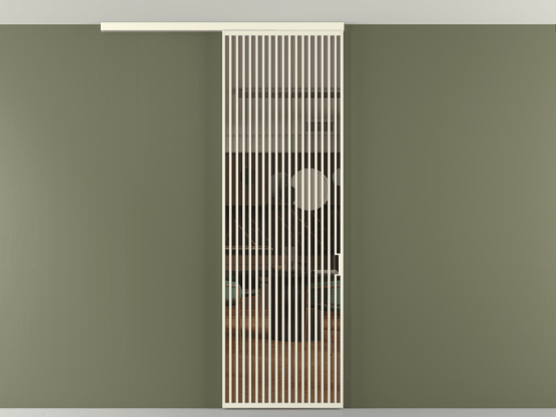 Перегородка Формато вдоль стены на потолок 1 створка АЛПР 040.06 Алюминий молочно-белый Прозрачное бронзовое стекло, триплекс Цена 9500 Br | Volhovec