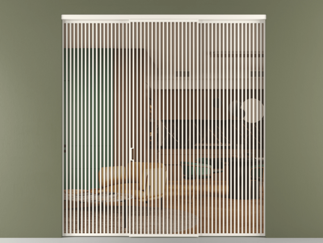 Перегородка Formato внутри проёма 3 створки АЛПР 040.06 Алюминий пудровый белый Прозрачное оранжевое стекло, триплекс Цена 31400 Br | Volhovec