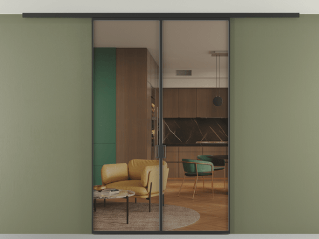 Перегородка Formato вдоль стены на потолок двустворчатая #VENDORCODE# #FURNISH# #GLASS# Цена #PRICE#  | Volhovec