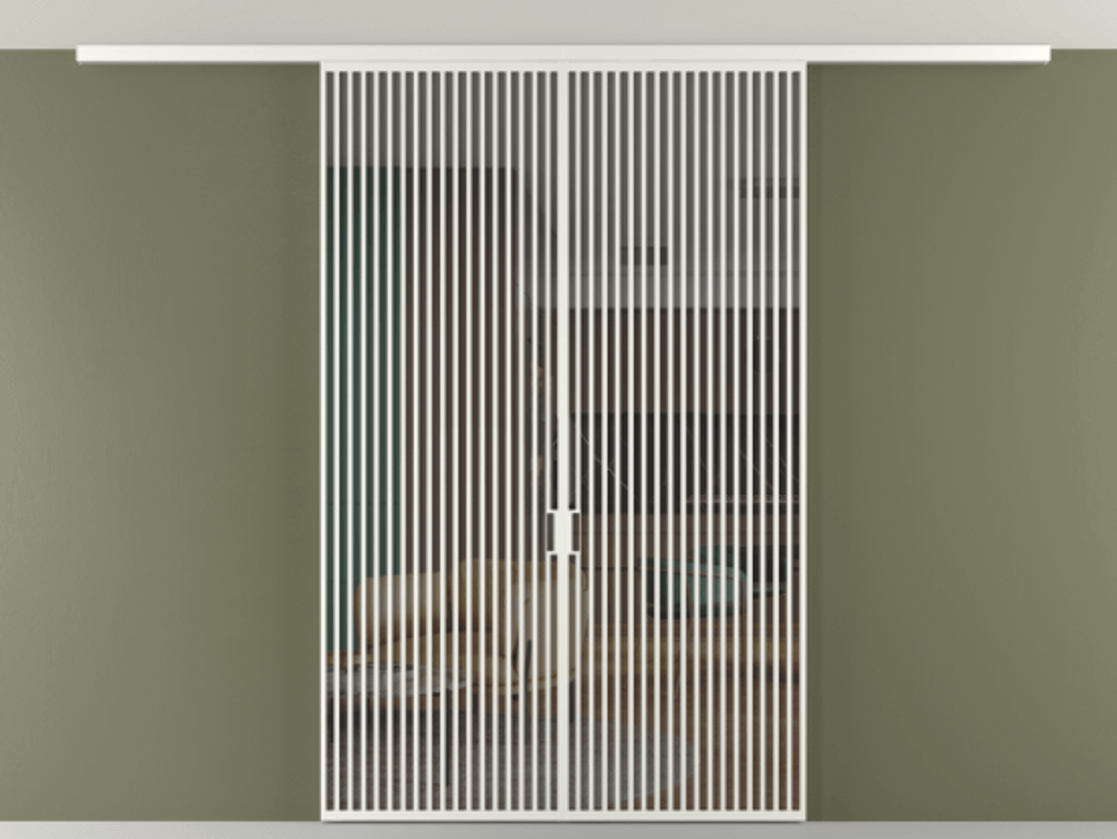 Перегородка Формато вдоль стены на потолок 2 створки АЛПР 040.06 Алюминий светло-серый Прозрачное серое стекло, триплекс Цена 23710 Br | Volhovec