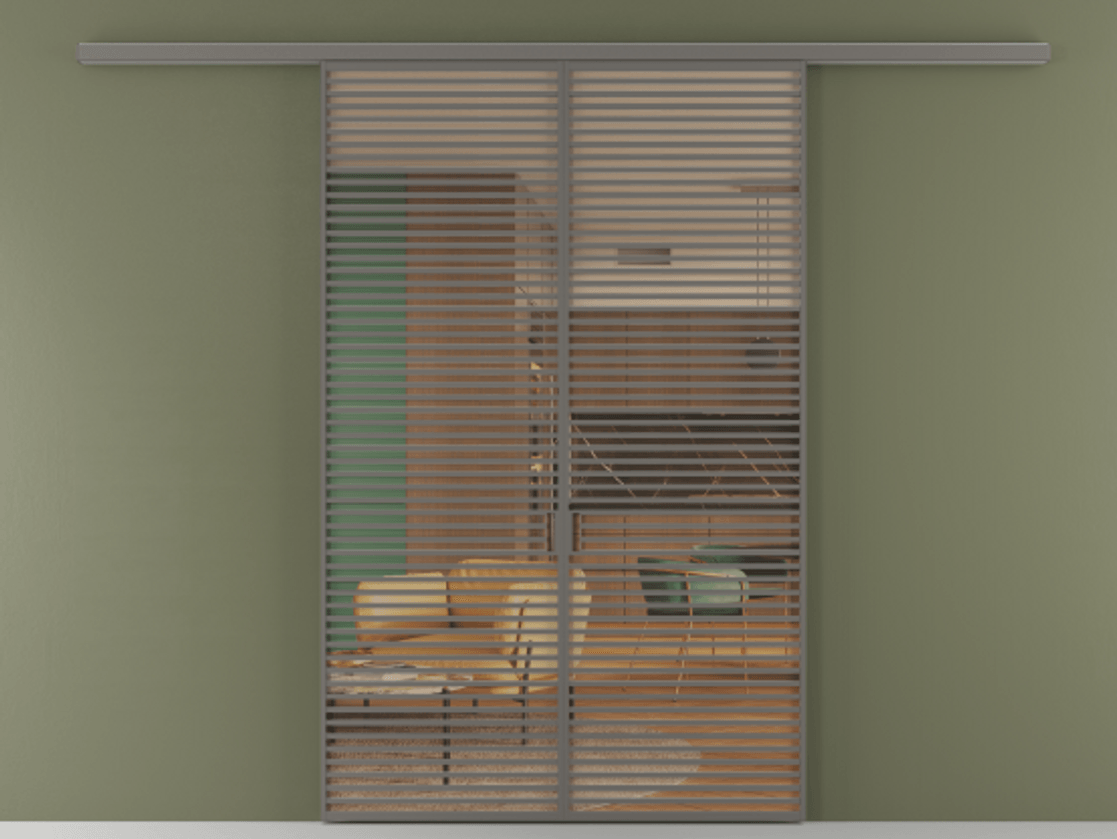 Перегородка Формато вдоль стены 2 створки АЛПР 040.07 Алюминий классический серый Прозрачное оранжевое стекло, триплекс Цена 18300 Br | Volhovec