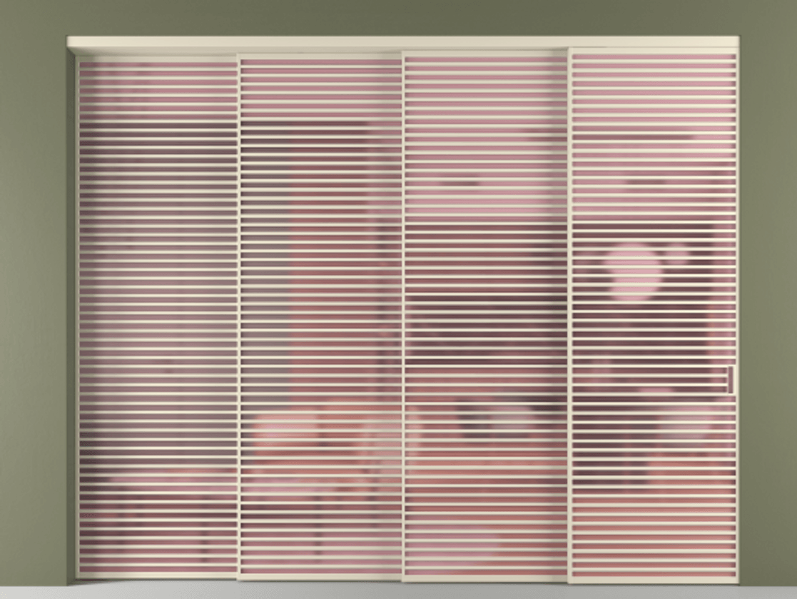 Межкомнатная дверь New Перегородка Formato внутри проёма телескопик синхро 3 АЛПР 040.07 Алюминий бежево-серый Сатинированное розовое стекло, триплекс Цена 46200  | Volhovec