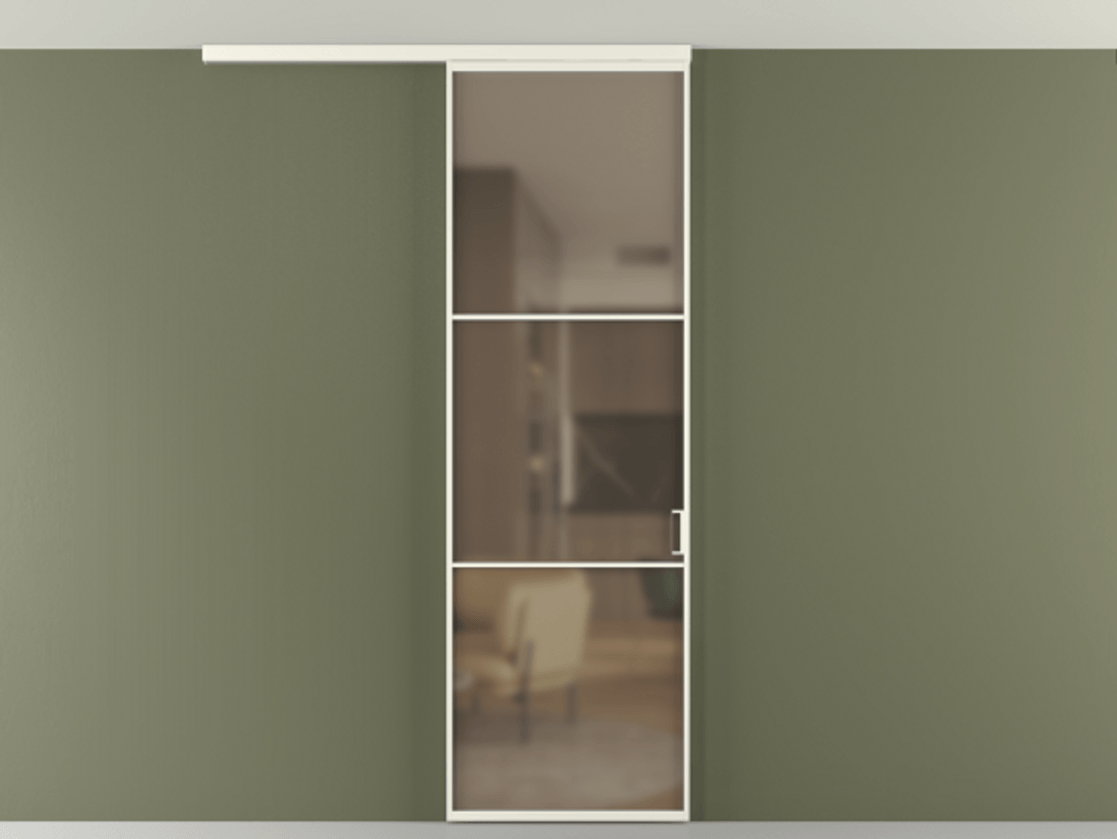 Перегородка Formato вдоль стены на потолок 1 створка АЛПР 040.03 Алюминий жемчужный Сатинированное бронзовое стекло, триплекс Цена 5180 Br | Volhovec