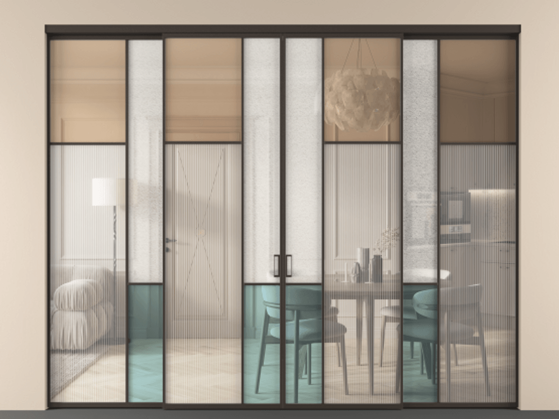 Перегородка Мозаик внутри проёма 4 створки АЛПР 041.11 Алюминий антрацит Комбинация стекол Группы 1 и Группы 3. Цена 25900 Br . Фабрика дверей Волховец 8 (800) 551 43 19 Перегородка Мозаик внутри проёма 4 створки АЛПР 041.11 Алюминий антрацит Комбинация стекол Группы 1 и Группы 3 Цена 25900 Br | Volhovec