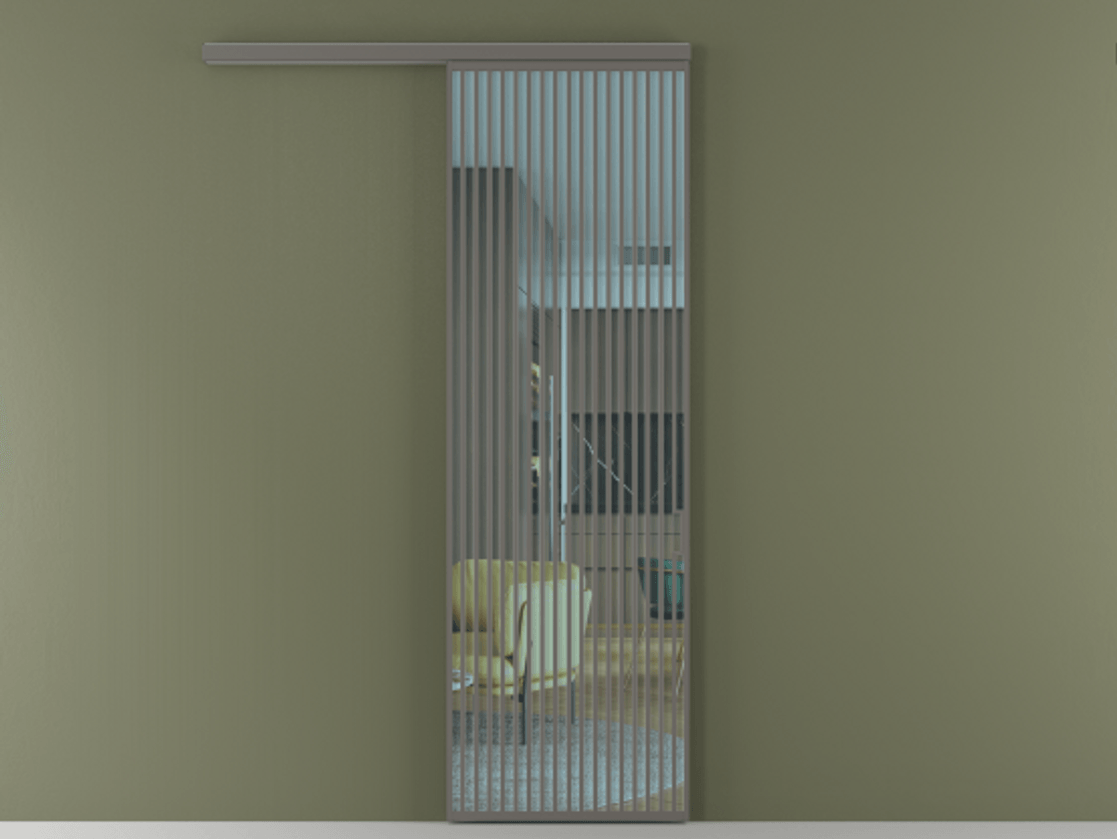 Перегородка Formato вдоль стены 1 створка АЛПР 040.06 Алюминий классический серый Прозрачное голубое стекло, триплекс Цена 9900 Br  | Volhovec