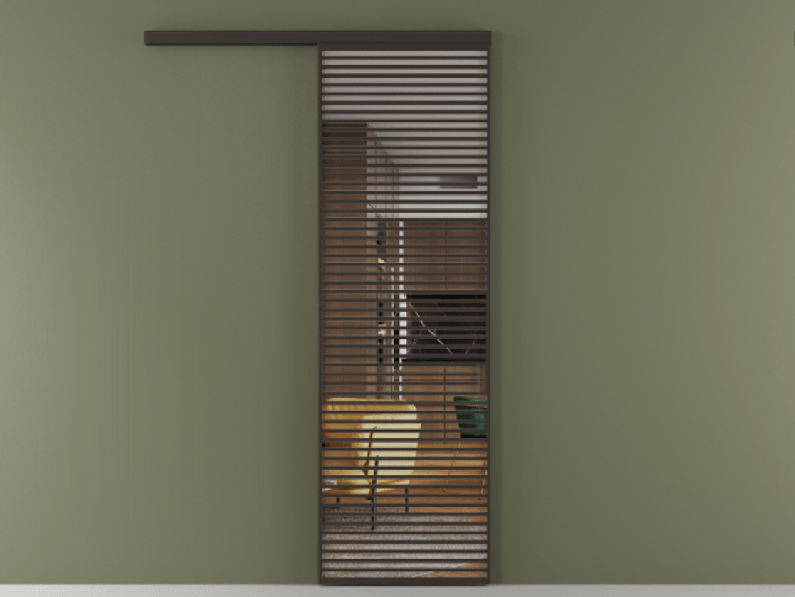 Перегородка Формато вдоль стены 1 створка АЛПР 040.07 Алюминий антрацит Прозрачное стекло "Кристал Вижн", калёное Цена 10210 Br  | Volhovec